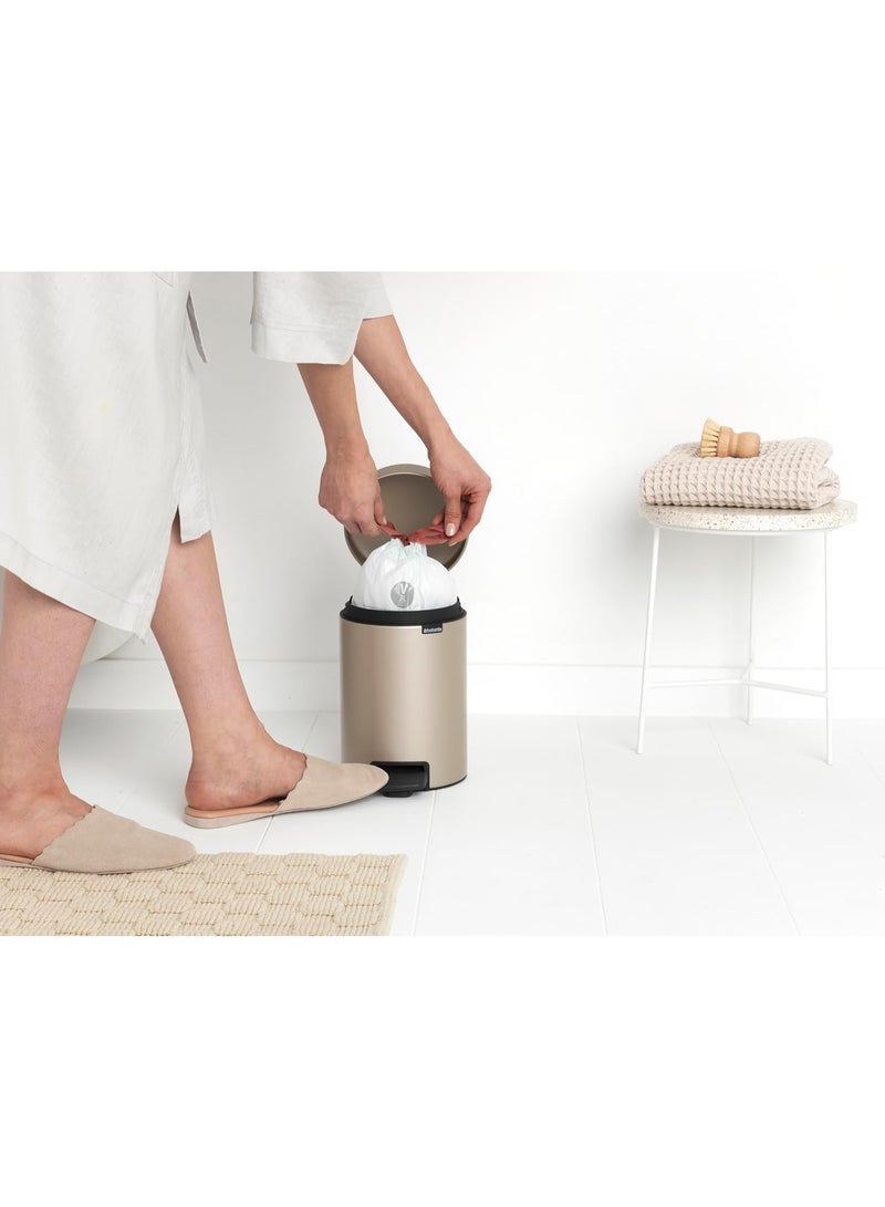 Brabantia NewIcon Pedal Bin 3L, Beige, Soft-Closure Bathroom Rubbish Bin with Removable Inner Bucket + Bin Bags - Image 4